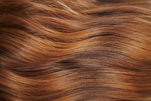 Close-up of dark copper brunette hair